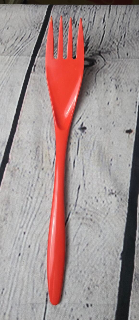 Vintage Mepal Melamine Rosti of Denmark for Hutzler Red Orange kitchen fork